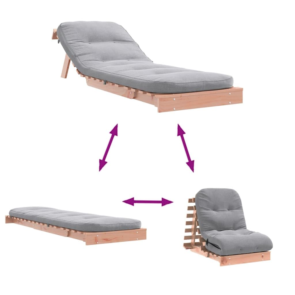 vidaXL Canapé-lit Futon avec Matelas 70x206x11 cm en Bois Massif Douglas, Futon Japonais, Lit de Sol