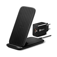 Spigen SteadiBoost - Caricatore wireless da 15 W, con alimentatore QC 3.0, compatibile con iPhone...