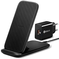 Spigen SteadiBoost - Caricatore wireless da 15 W, con alimentatore QC 3.0, compatibile con iPhone...