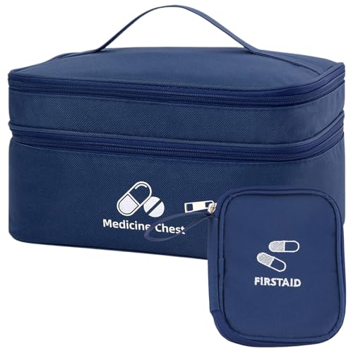 Ziyonix 2 Piezas Botiquin de Primeros Auxilios Vacía, Botiquins Viaje Kit Primeros Auxilios, Botiquin Coche Casa Caja Medicamentos para Oficina Hogar Deportes Viajes Camping (Azul Oscuro)
