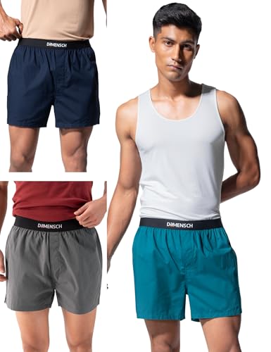 Image of DAMENSCH Men Printed Pure Cotton Breeze Ultralight Boxer Shorts (Pack of Assorted Prints & Colours I Color & Print May Vary)