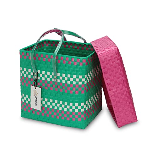 Image of Arnavira Handmade Multipurpose with Lid 20L Used as Lunch Lunch Bag Tiffin Bag for Office,School & Travel (32x20x30) (Pink Sea Green, X Large)