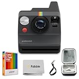 Polaroid Now Generation 3 I-Type Instant Camera (Black) Bundle with Color I-Type Film (8 Exposures), Hard Protective Case and Wrist Strap
