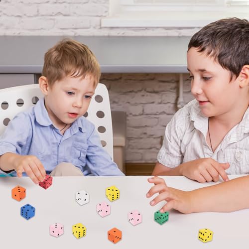 Asitanie 42 Pcs schaumstoffwürfel flüsterwürfel würfel Schaumstoff leise zahlenwürfel softwürfel Kinder Foam dice,Farbwürfel Geschenke für Kindergarten Vorschule Muttertag Geburtstag(Mehrfarbig)
