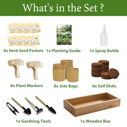 LUOJIBIE Herb Garden Kit Indoor, Herb Growing Kit with Seeds & Tools, Birthday Gifts for Women Men Mom Dad Girls Boys Kids, House Warming Gifts New Home, Kitchen Décor - Image 2