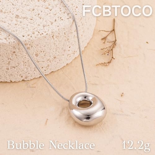 FCBTOCO Initial Necklace for Women，Gold Silver Bubble Balloon Letter Necklace，Dainty Personalized Puffy Chunky Name Necklaces，Trending Jewelry Gift — view 5