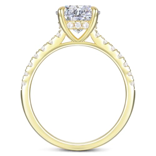 2.0 CT Round Cut Moissanite Promise Ring 14K Gold Hidden Halo Engagement Rings3