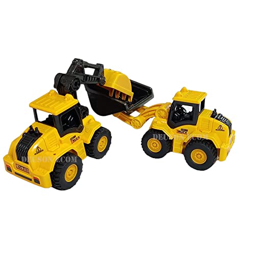Image of DEUSON ECOM Unbreakable Construction Vehicles for Kids Pretend Play Toy Trucks Bulldozer Play Set Building Vehicles Set for Kids 3-14 Years Excavator (210-13) - Multicolor
