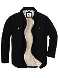 COEVALS CLUB Men's Flannel Shacket Casual Button Snap Sherpa Quilted Lined Solid Premium Jacket Shirts(Black #11 2XL)
