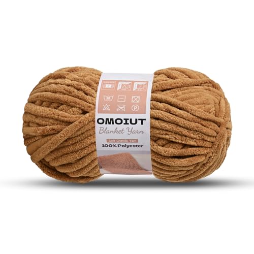 Image of Brown Chunky Chenille Yarn for Crocheting, Soft Baby Blanket Yarn, Chunky Knit Blanket Crochet Yarn, #7 Super Bulky, 3.5 oz /54.6 yds Fluffy Velvet Amigurumi Yarn