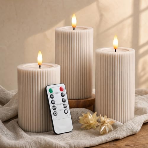 Bougies piliers LED cannelées sans danger flamme vacillante pour enfants et animaux