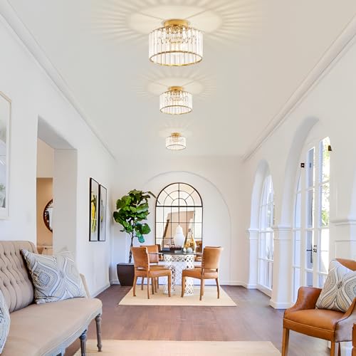 Violoemi FLUSH MOUNT LIGHT FIXTURE Crystal Gold Semi Flush Mount Ceiling Light Modern Hallway Light Fixture Metal Close To Ceiling Lamp thumb #8