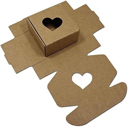 30 Pieces Small Brown Paper Boxes, Kraft Gift Packaging Boxes, Kraft Paper Box, Handmade Soap Paper Box, Mini Bakery Boxes, Cupcake Paper Boxes, Hollow Heart Shaped Gift Box for Cookies, Pastries