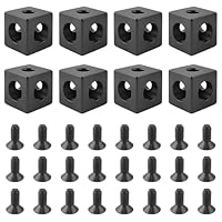 8 Stück 3-Weg Eckwinkelwürfel, Aluprofil Verbinder, 20x20x20mm Schwarz Vierkantrohr Verbinder, mit 24 Stück M5-Gewindestiften, Passend für Alle V-Nut-Strangpressprofile der Serie 2020 (Schwarz)