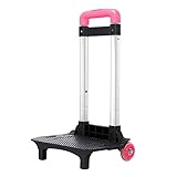 Carrinho para Mochila Escolar em Alumínio com Rodas de Silicone, Ajustável 43-90cm, Rosa para Meninas, Base 27x20cm