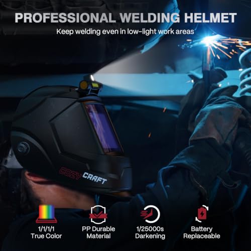 ARCCAPTAIN Auto Darkening Welding Helmet with Light, 3.94"X3.66" Large View - image 8