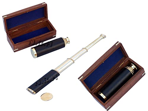 Telescopio Nautico In Ottone Stile Pirata, 40,6 Cm, Con Astuccio, Regalo Per Collezionisti