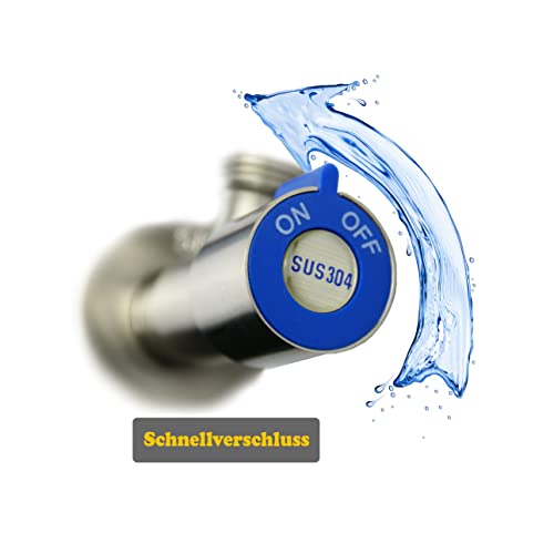 2 Set Eckventil aus Edelstahl rot blau Abgang: 3/8 und Wandanschluss 1/2