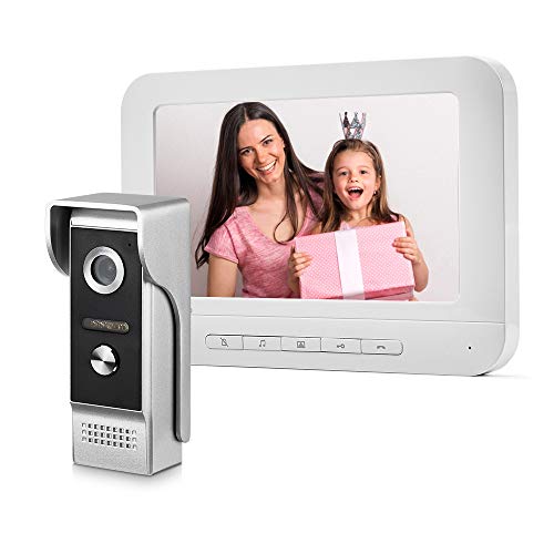 Video Türsprechanlage Türklingel Intercom System,7 Zoll Video Türsprechanlage 1-Kamera Für 1-Familienhaus,Unterstützung Nachtsicht, Zwei Wege