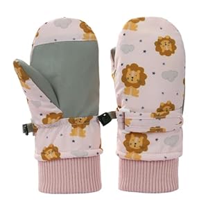 THINCAN Kinder Rosa Löwenmuster Schneehandschuhe