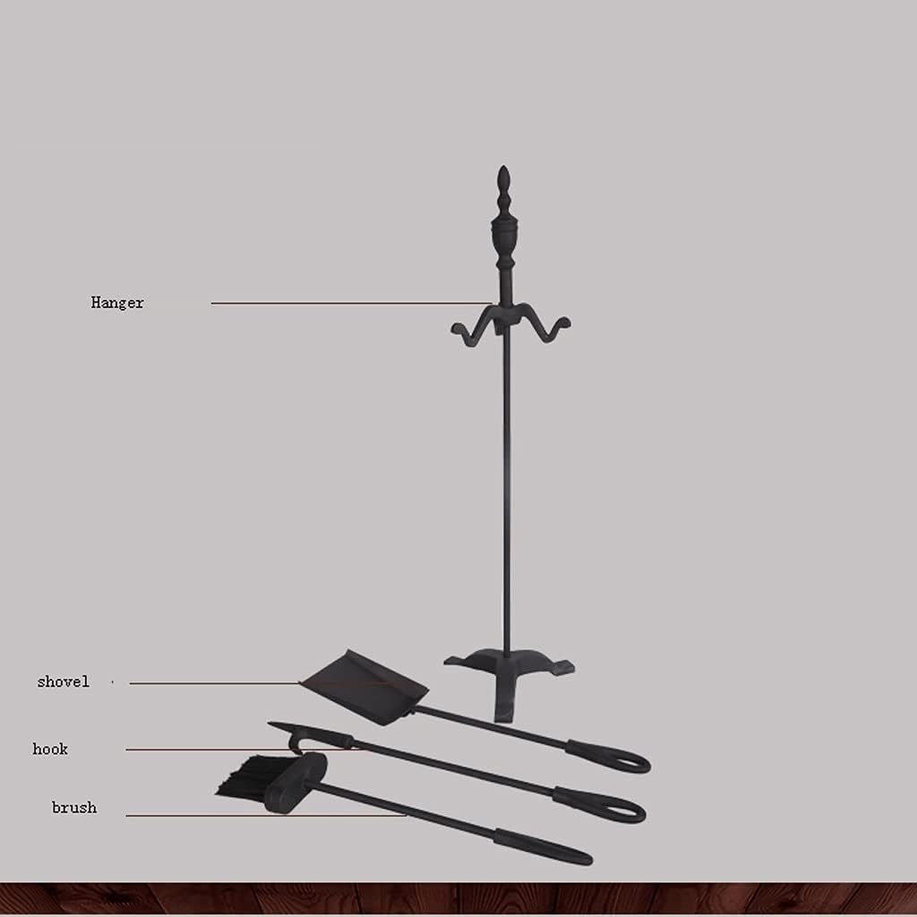 Fireplace Tool Set Poker Stand 3-Piece Fireplace Tool Metal Cast Iron Warm Fireplace Long Poker Handle Stand for Outdoor Indoor Chimney Hearth Stove Firepit Outdoor Indoor Chimney Stand, Fir