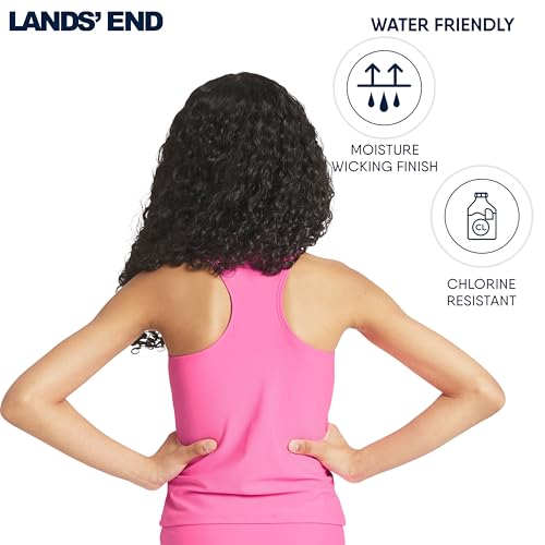 Image of Lands' End Girls' UPF 50+ Swim Bikini Bottom and Racerback Tankini Set