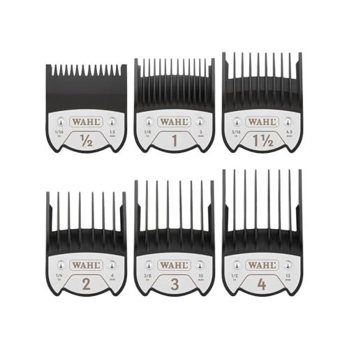 WAHL Premium Magnetic Attachment Combs, #0.5-4, 1.5-13mm, pettini guida per tagliacapelli, scatola di conservazione, accessori per tagliacapelli e rifinitore, nero, Kuno, Chromstyle, Genio