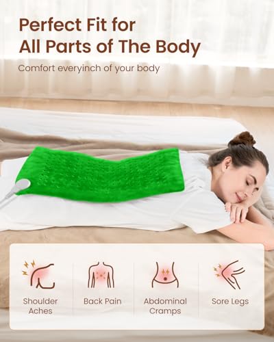 Image of RENPHO Heating pad for Back Pain, Heating Pad for Neck and Shoulder and Back with Auto Shut Off, Birthday Gifts for Mom Dad Women Men, FSA Eligible, ETL Certified, 12 inchx24 inch, Green