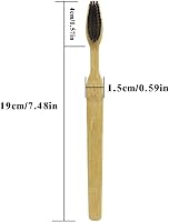 Vista 3 de Extra Hard & Firm Bamboo Charcoal Toothbrush Long Head with Wide Thickened Handle Whitening Teeth Pack of 12