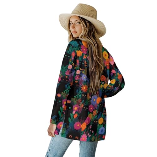 Image of Women's Open Front Cardigan Long Sleeve Loose Sweater Lightweight Soft Cardigan Jackets