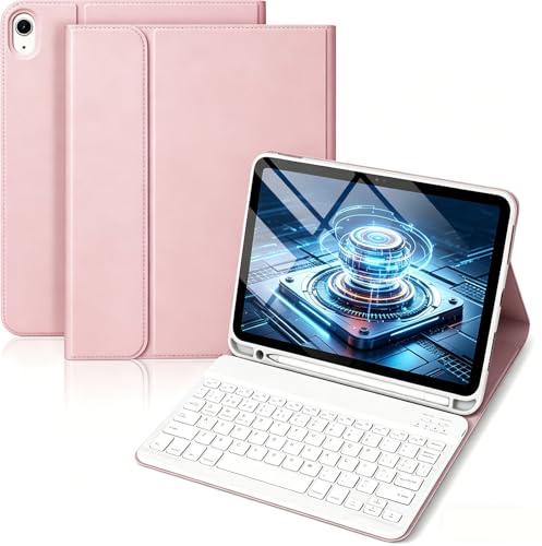 Funda teclado para iPad 2025 de 11 pulgadas con retroiluminación de 7 colores y teclado magnético
