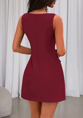 Image of PRETTYGARDEN Womens Sleeveless Summer Dresses 2026 Formal Boat Neck Bodycon Elegant A Line Business Work Office Mini Dress