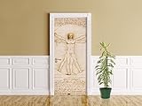Bilderdepot24 Türtapete selbstklebend - Leonardo da Vinci - Vitruvianischer Mensch 90 x 200 cm - einteilig Türaufkleber Türfolie Türposter - Maler Alte Meister Kunstwerk Louvre Renaissance Italien