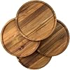 10 inch Round Teak Wood Plates Set of 4 Great for Kids and Charcuterie Wooden Charger Plates and Serving Trays