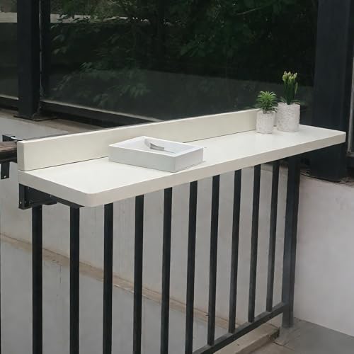 Table de balcon murale pliable blanche 80x39 cm pour un gain de place optimal