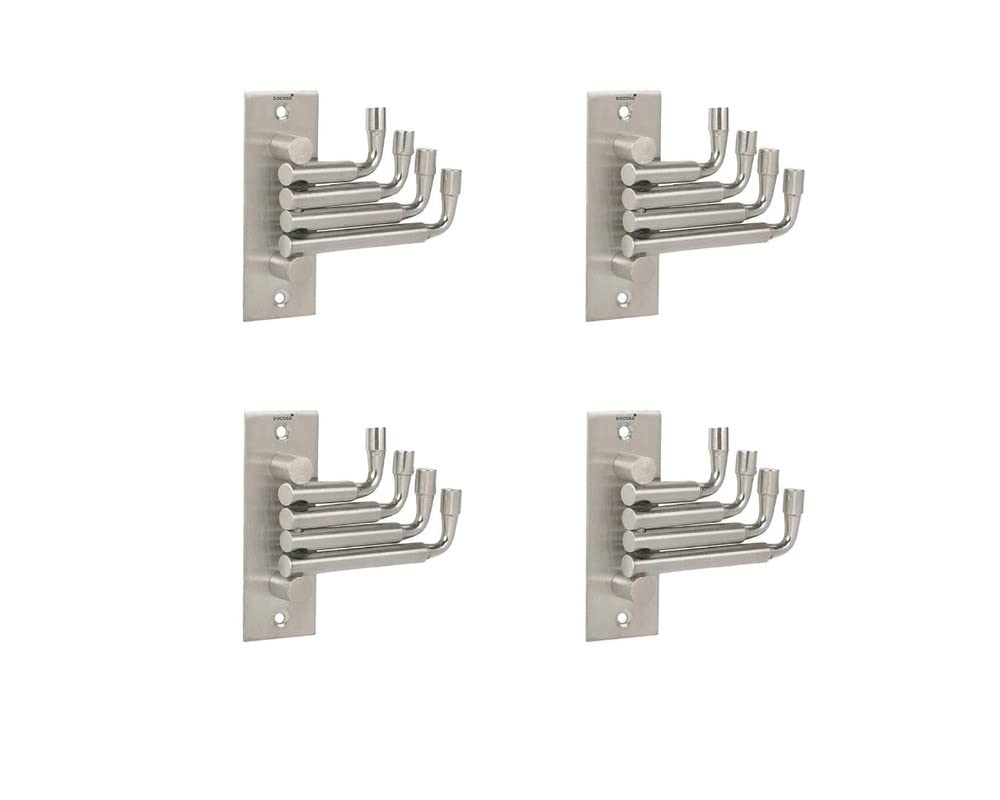 Bience Flexible Stainless Steel 4 Pin Bathroom Hooks Cloth Hanger Wall Hook Door Robe Hooks for Hanging Keys, Clothes, Towel Steel Hook (Silver) Pack of 4-image-41