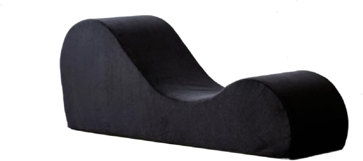Container Furniture Direct Flowline Yoga Chaise Lounge Chair for Stretching, Relaxation & Exercise, Ergonomic Design with High-Density Foam Core & Removable Machine-Washable Cover, Black
