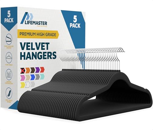 Lifemaster Velvet Clothes Hangers &ndash; with 360 Degree Swivel Hook and Non-Slip Shoulder Notch, Holds...