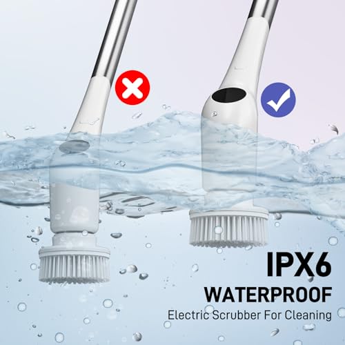 Image of FUNCCUBE Electric Spin Scrubber - Bathtub Shower Scrubber,Bathroom Cleaning Brush Floor Brushes with Long Handle,Power Cordless Automatic Handheld Mop Cleaner for Bath Tub Kitchen Tile Grout Hardwood
