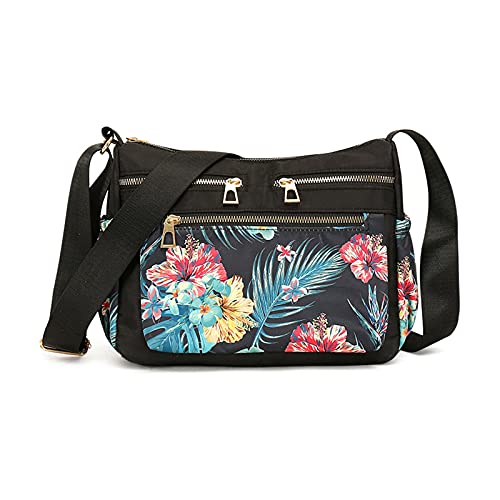 Sac bandoulière femme nylon multi-poches léger sac d'épaule fille voyage