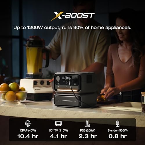 Image of EF EcoFlow Portable Power Station RIVER 3 Max, R3P with EB300 Extra Battery - 572Wh LiFePO4 Battery, 1200W Output, <10 ms UPS, <30 dB Quiet, Wireless Connection, Solar Generator for Camping & RV