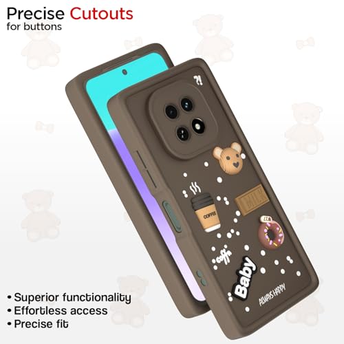 Image of Outlouders Back Cover for Realme C63 5G | 3D Cartoon Cute Fun Bear | Silicone Full Body Protection Bumper Case (Brown)