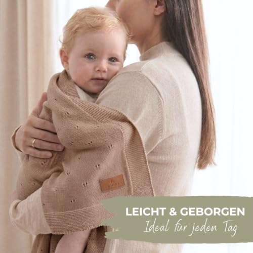 DIKOS Bio-Babydecke Ajour Sommer Strick Cappuccino – Bild 3