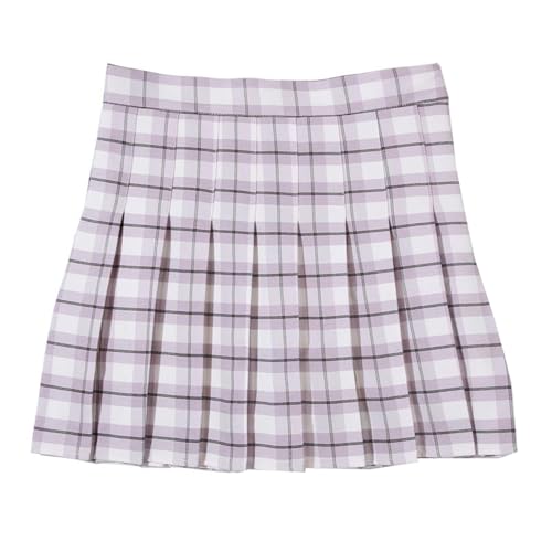 Women's High Waist Loose Plaid A-Line Pleated Thin Short Skirt