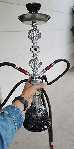JYXZM Shisha Wasserpfeife, Aluminium Shisha Deluxe 2 Schlauch 53cm Tragbare Shisha Shisha Bongs mit Silikon Tabakkopf… – Bild 5
