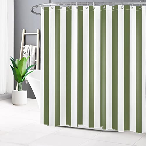 Rideau de douche en tissu à rayures verticales vert sauge 183x183 cm - 3