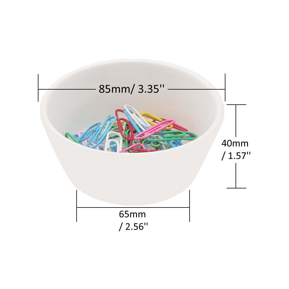MEI YI TIAN 1PC Paper Clip Holder Ceramic Round White 3.5Inch Paper Clips Dispenser Cute Paperclip Binder Clips Holders for Desk Office Shcool Home Organizer Accessories