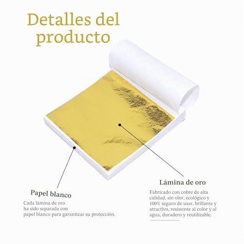Miniatura 4 de Catell 300 Hojas Pan De Oro Hojas De Imitación De Oro Papel De Oro Manualidades Pan De Plata Para Proyectos De Arte Decoración Artesanal Diy Crafting Decoration De Uñas 9 9cm