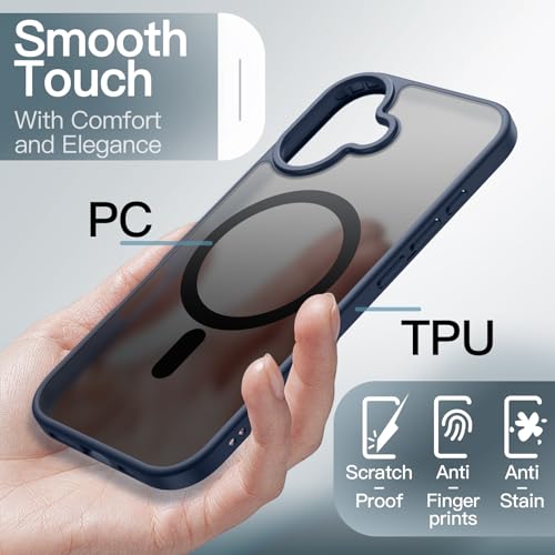 Image of JETech Magnetic Case for iPhone 17 6.3-Inch Compatible with MagSafe, Translucent Matte Back Slim Minimalist Shockproof Phone Cover (Storm Blue)