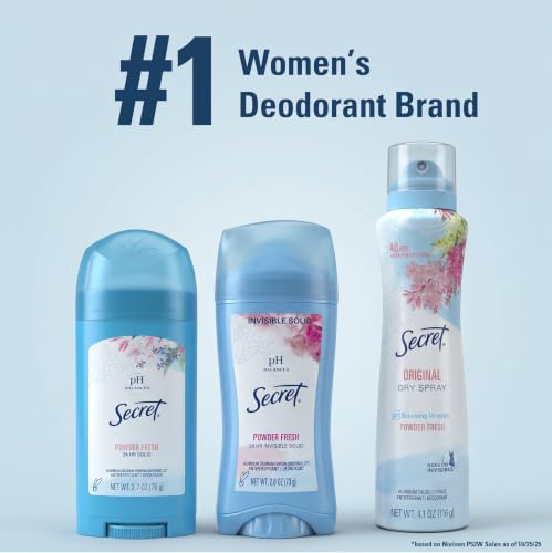 Secret Antiperspirant and Deodorant for Women, 24hr Sweat & Odor Protection, PH Balanced Protection, Gentle on Skin, Wide Solid, Travel Size, Powder Fresh Scent, 1.7 oz - image 9